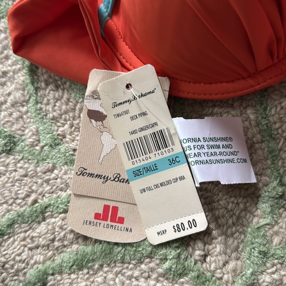 Tommy Bahama deck piping Ginger bikini top 36C NWT - Picture 2 of 6